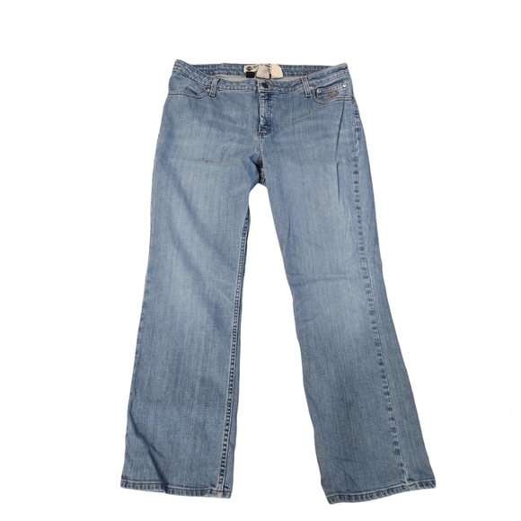 HARLEY-DAVIDSON CLASSIC FIT BOOTLEG STRAIGHT FIT JEANS. SIZE 14 PETITE. - Picture 1 of 12
